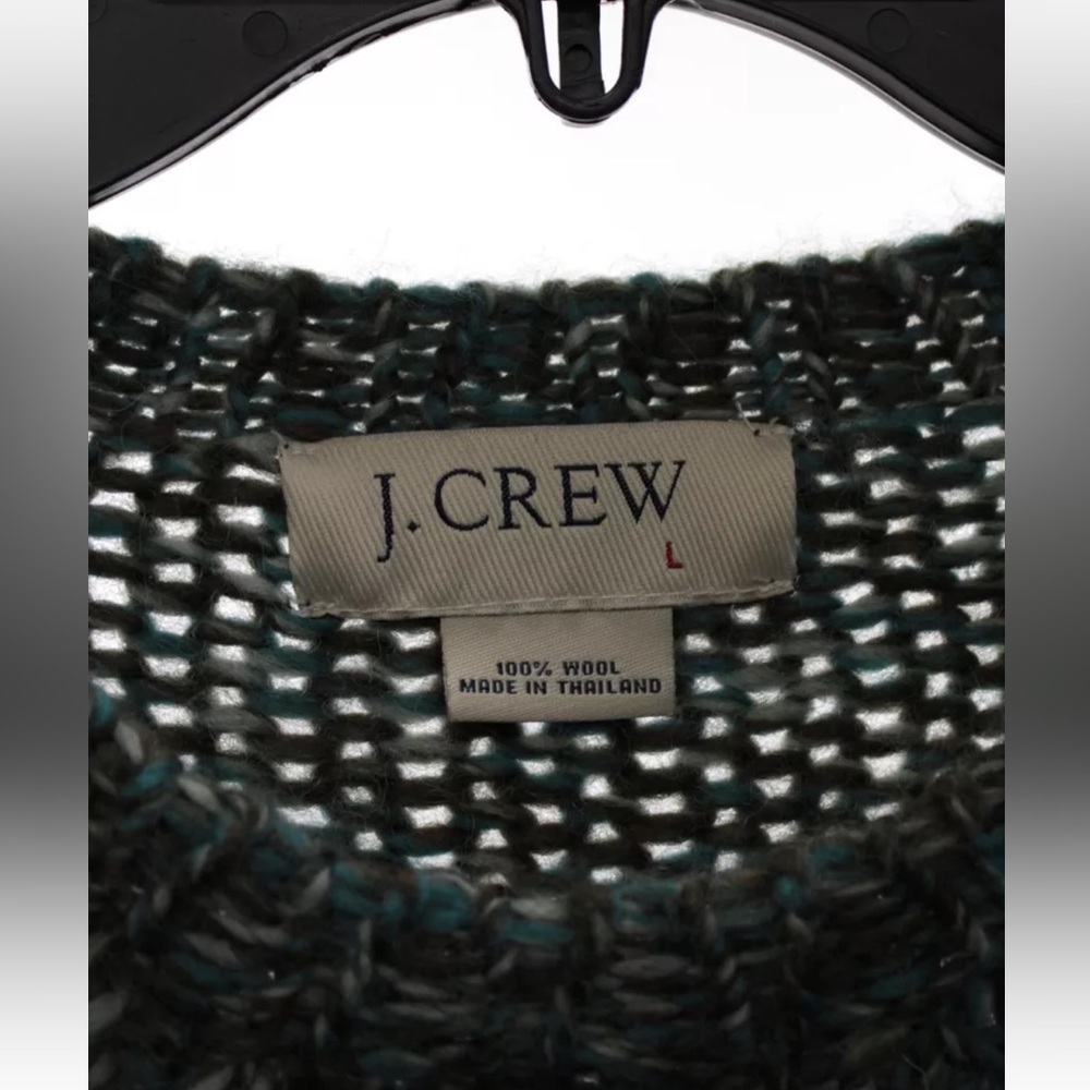 J.Crew vintage wool multi green marled knit sweater size large - Picture 3 of 4